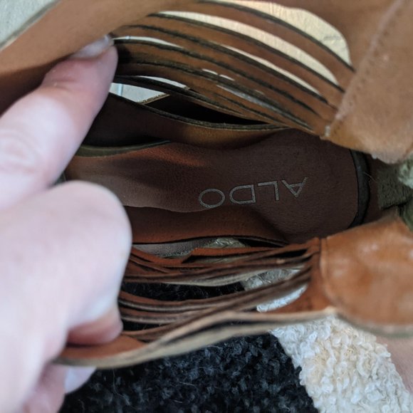 Aldo Olive Green Strappy Gladiator Wedge Sandals - Picture 5 of 9